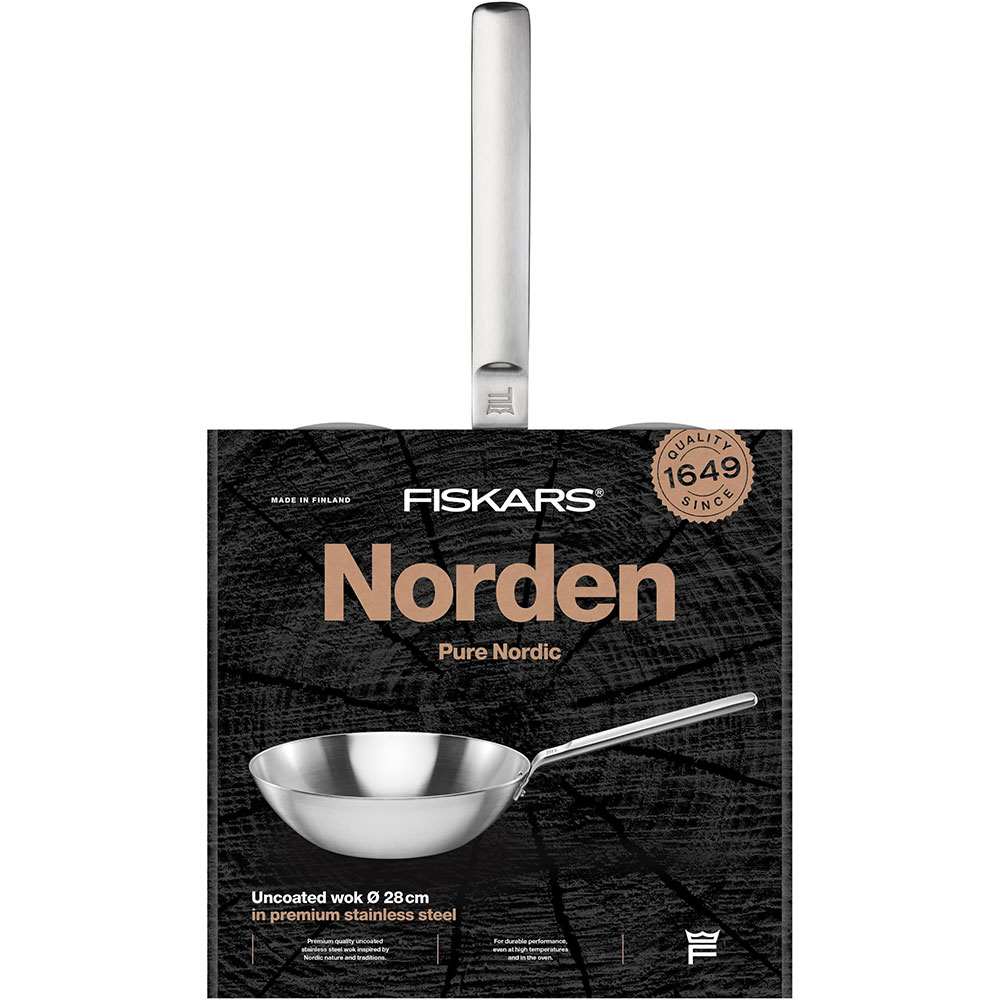 Зовнішній вигляд Сковорода Вок FISKARS Norden 28cm Silver (1067630)