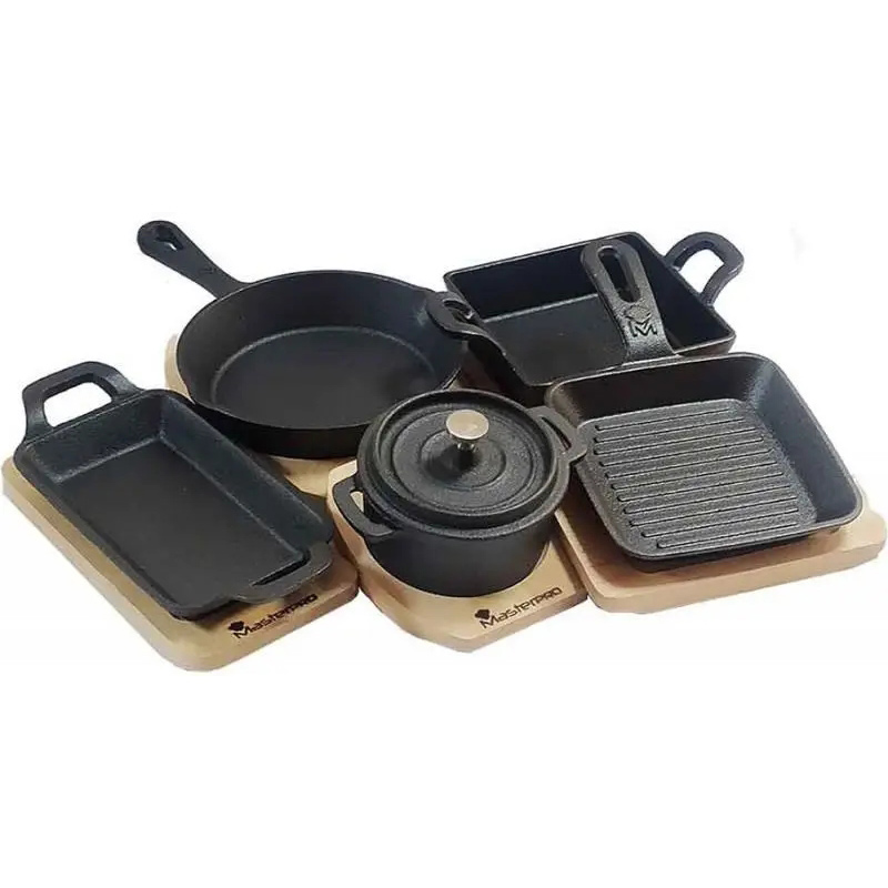 Сковорода порционная MASTERPRO Foodies Cook & share 12.6x18.5 см с подставкой Black (BGMP-3805-4) Особенности с двумя ручками