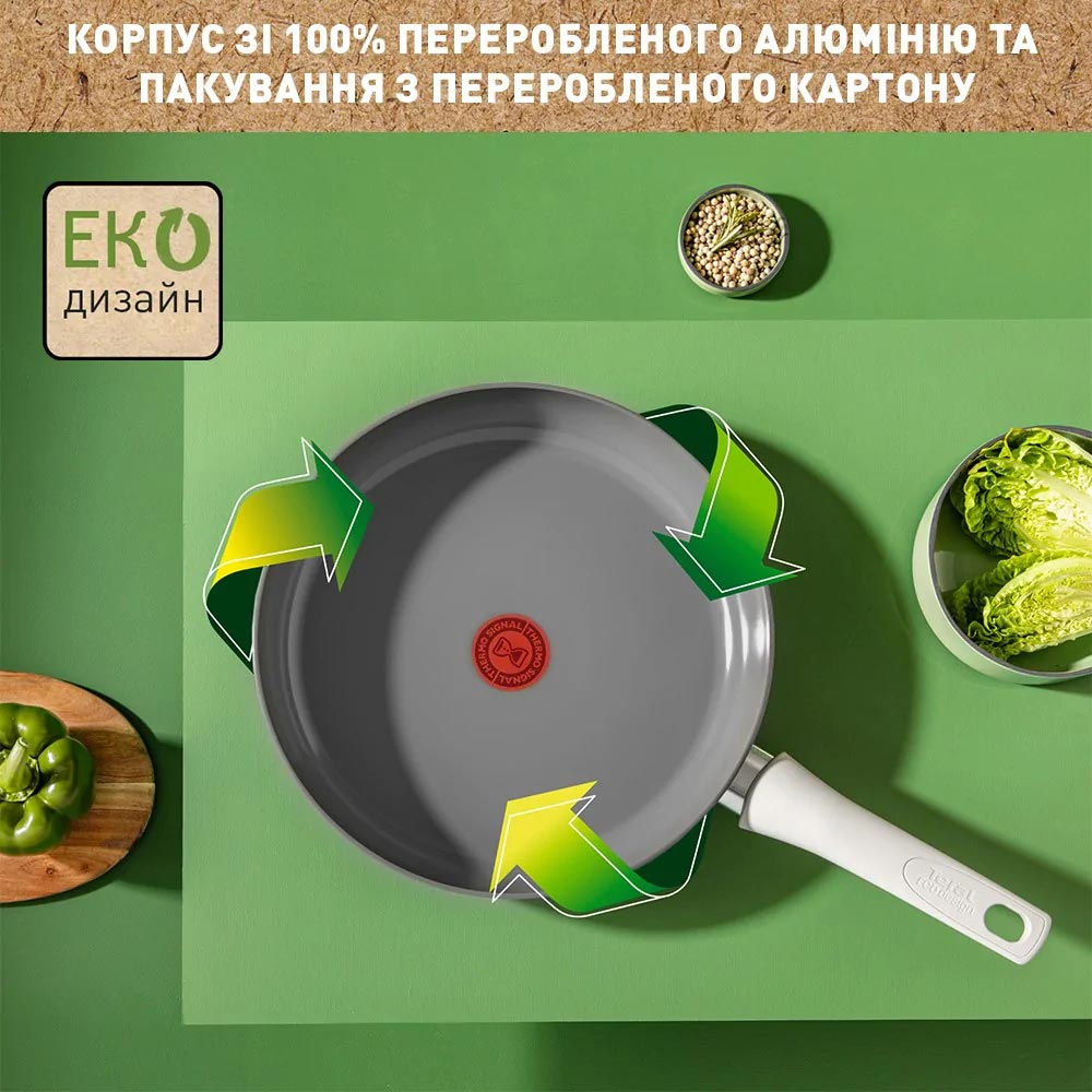 Огляд Сотейник із кришкою TEFAL Renew On 24 см Grey (C4273232)