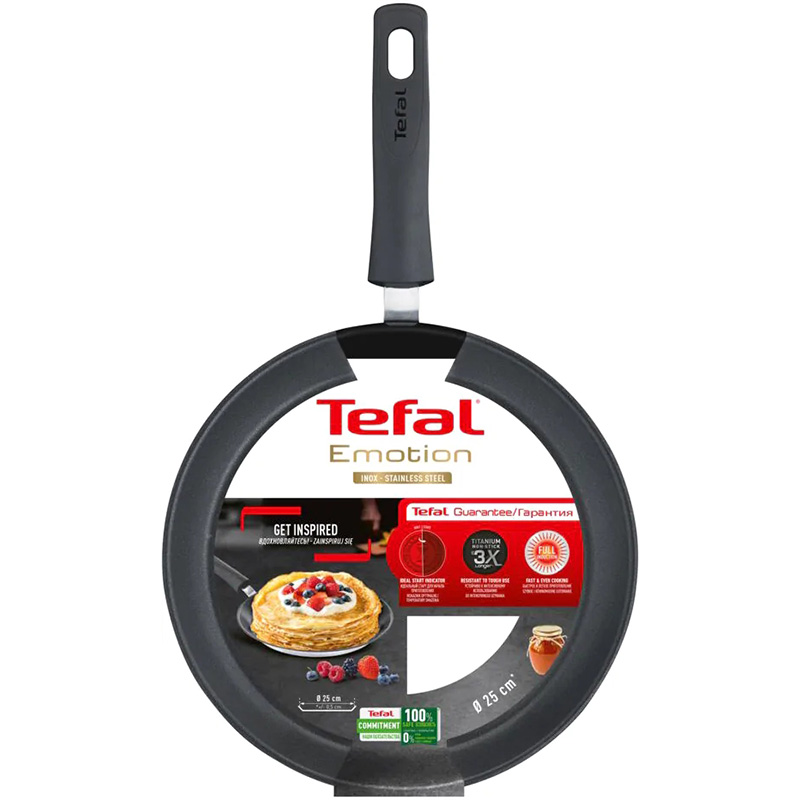 Сковорода TEFAL Emotion блинная 25 см (E3003804) Особенности индикатор нагрева