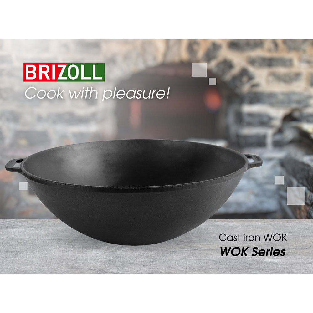 Сковорода BRIZOLL WOK 4.7 л (W30) Додатково об'єм 4.7л, висота 107мм, товщина дна 4.4мм, вага 2900г