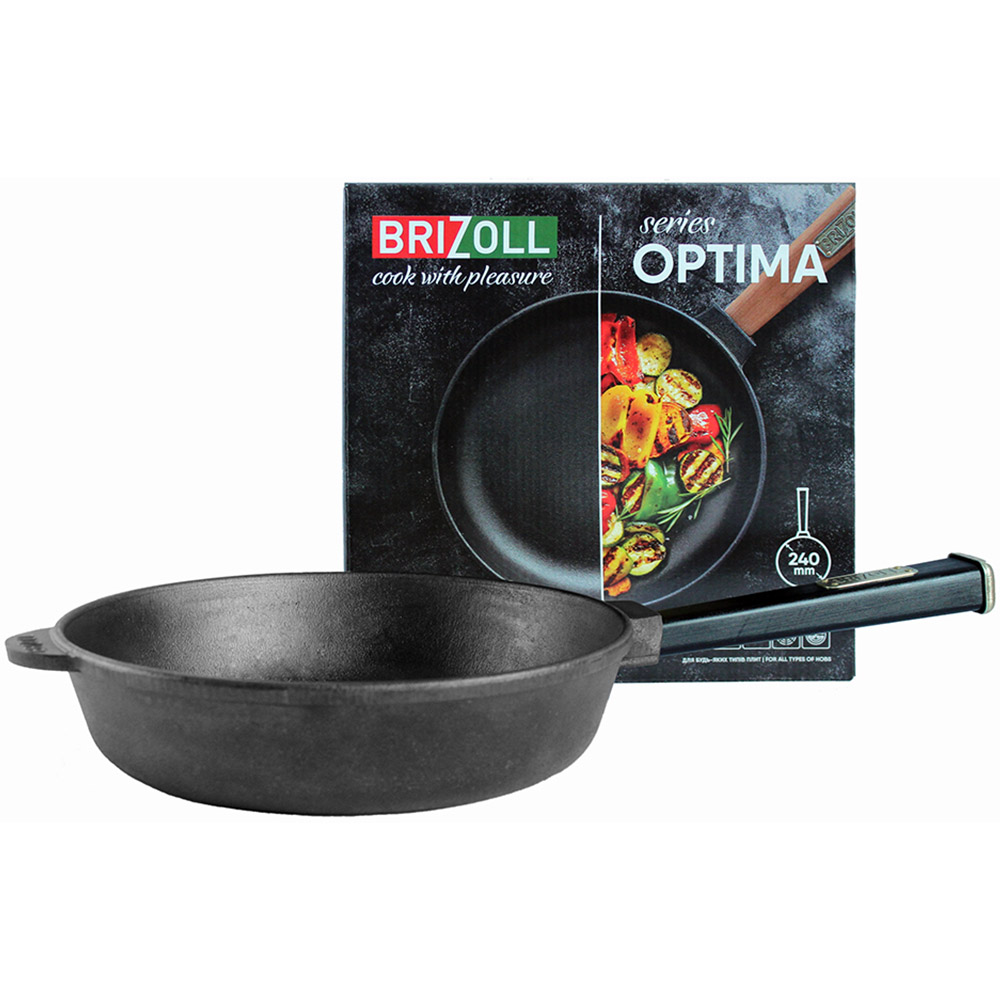 Сковорода BRIZOLL Optima-Black 28 см (O2860-P1) Додатково товщина дна: 4,4 мм; висота борту: 60 мм