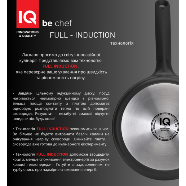 Сковорода IQ Be Chef ВОК 28 см (IQ-1144-28 w) Кришка без кришки