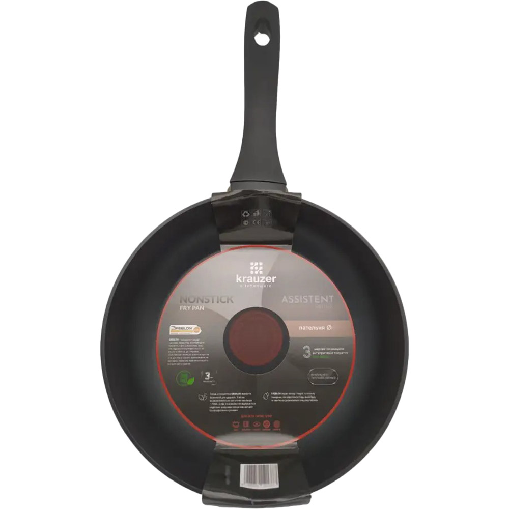 Сковорода Krauzer Assistent 26 см Black (77503) Дополнительно 3-х слойное антипригарное покрытие ECO SHELL