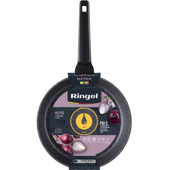 Сковорода RINGEL Meyer 28 см Black (RG-1148-28) Дополнительно Толщина стенки: 3.5 мм; Наружное суперстойкое антипригарное высокотемпературное покрытие