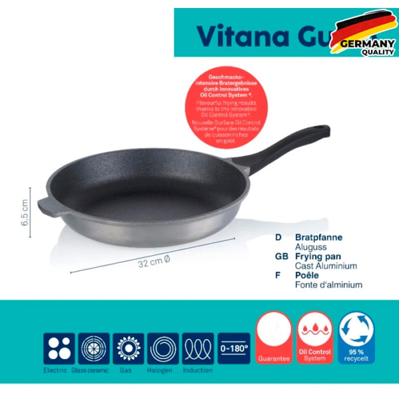 Сковорода KELA Vitana Gusto 32 см Grey (10091) Висота борту 6.5