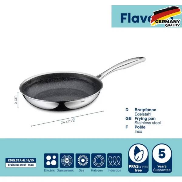 Сковорода KELA Flavoria 24 см Silver (10202) Материал нержавеющая сталь