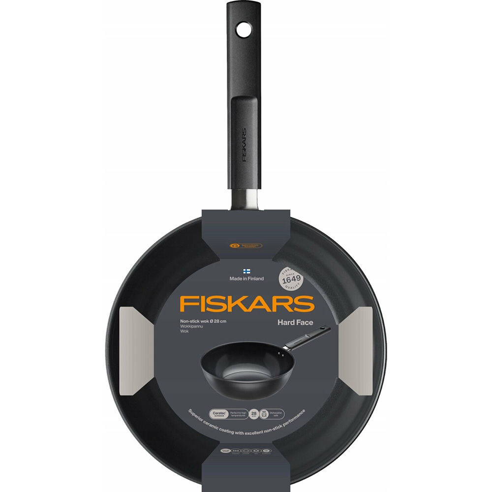 Сковорода Вок FISKARS  Hard Face 28 см Black (1075523) Особенности глубокая