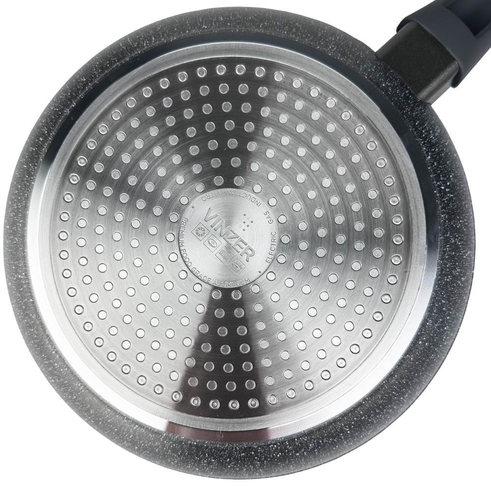 Сковорода VINZER Graphene induction line 28 см (50410) Дополнительно Толщина стенок: 2,5 мм; Толщина дна: 4 мм; Антипригарное трехслойное износостойкое покрытие Quantanium; Soft Touch покрытие ручки