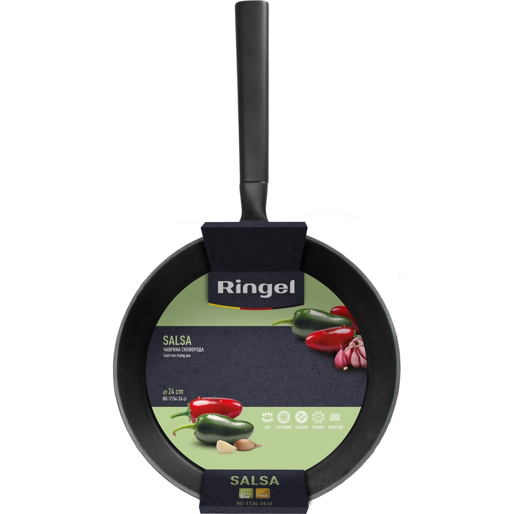 Сковорода RINGEL Salsa 24 см Black (RG-1134-24 ci) Крышка без крышки