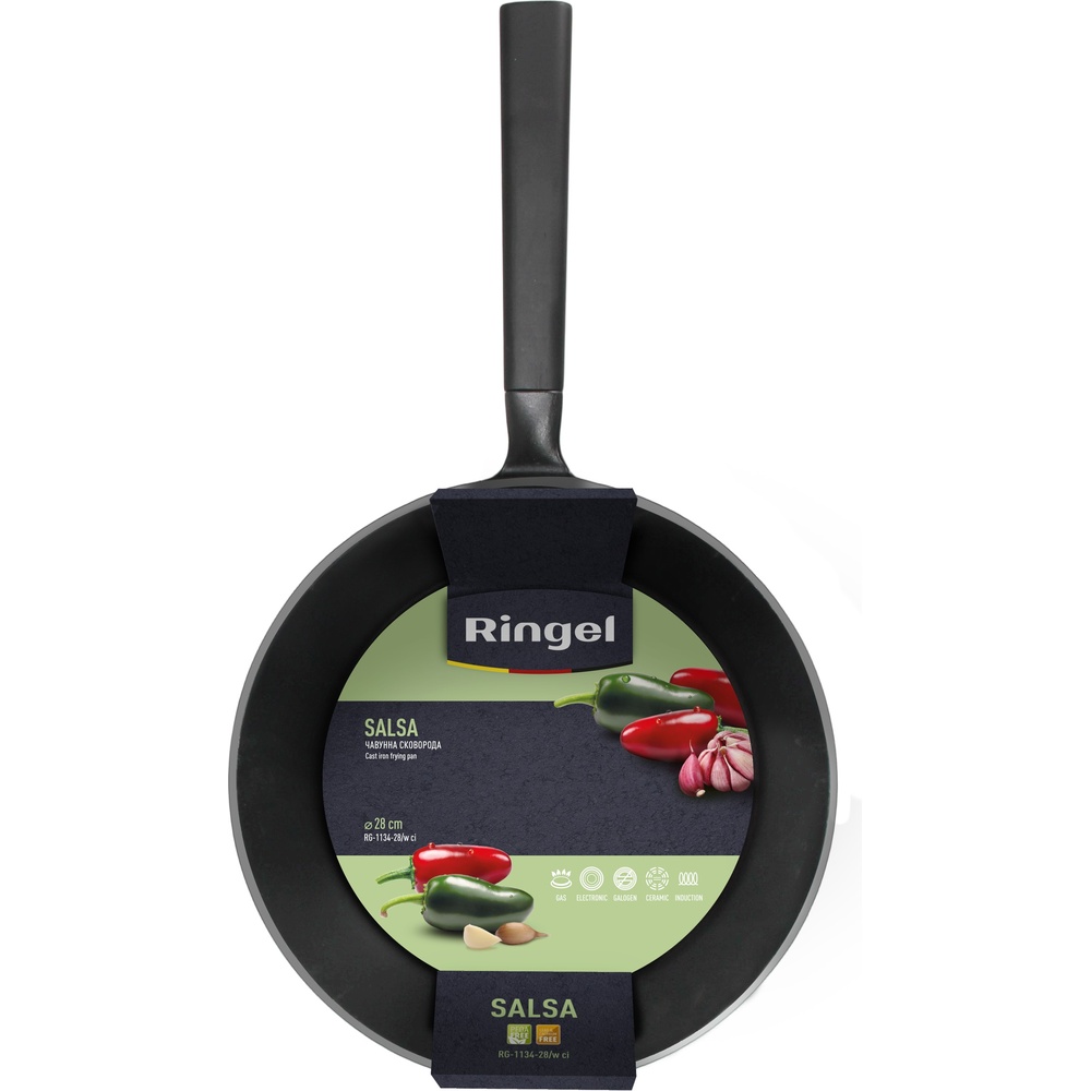 Сковорода Вок RINGEL Salsa 28 см Black (RG-1134-28/w ci) Особливості глибока