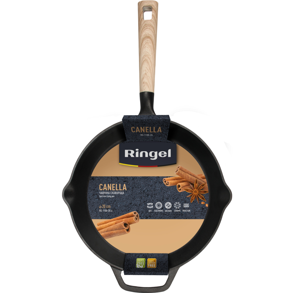 Сковорода RINGEL Canella 20 см Black (RG-1100-20 ci) Особенности сливной носик
