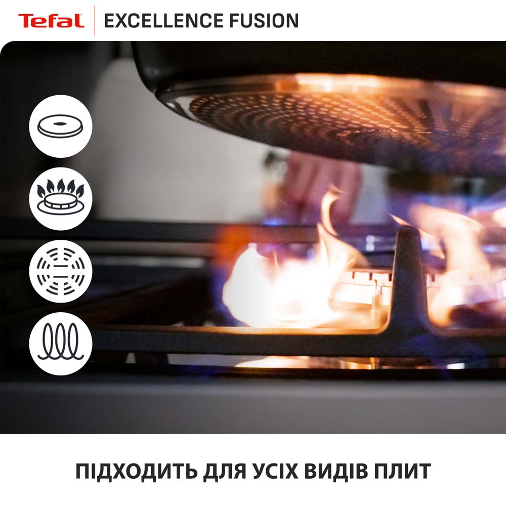 Фото Сковорода с крышкой TEFAL Excellence Fusion 24 см Black (G3388402)