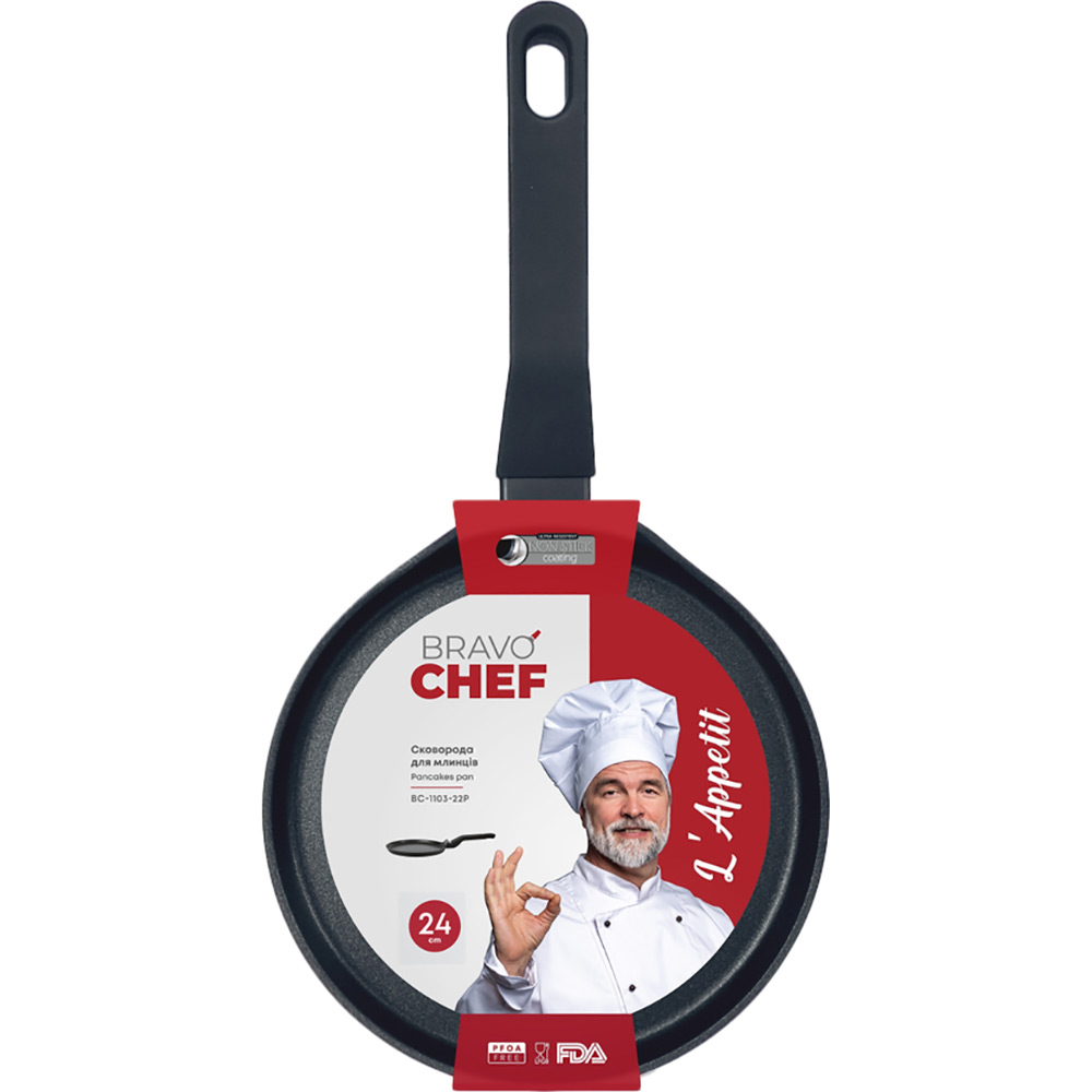 Сковорода для блинов BRAVO CHEF L’Appetit 24 см Black (BC-1103-24Р) Диаметр 24