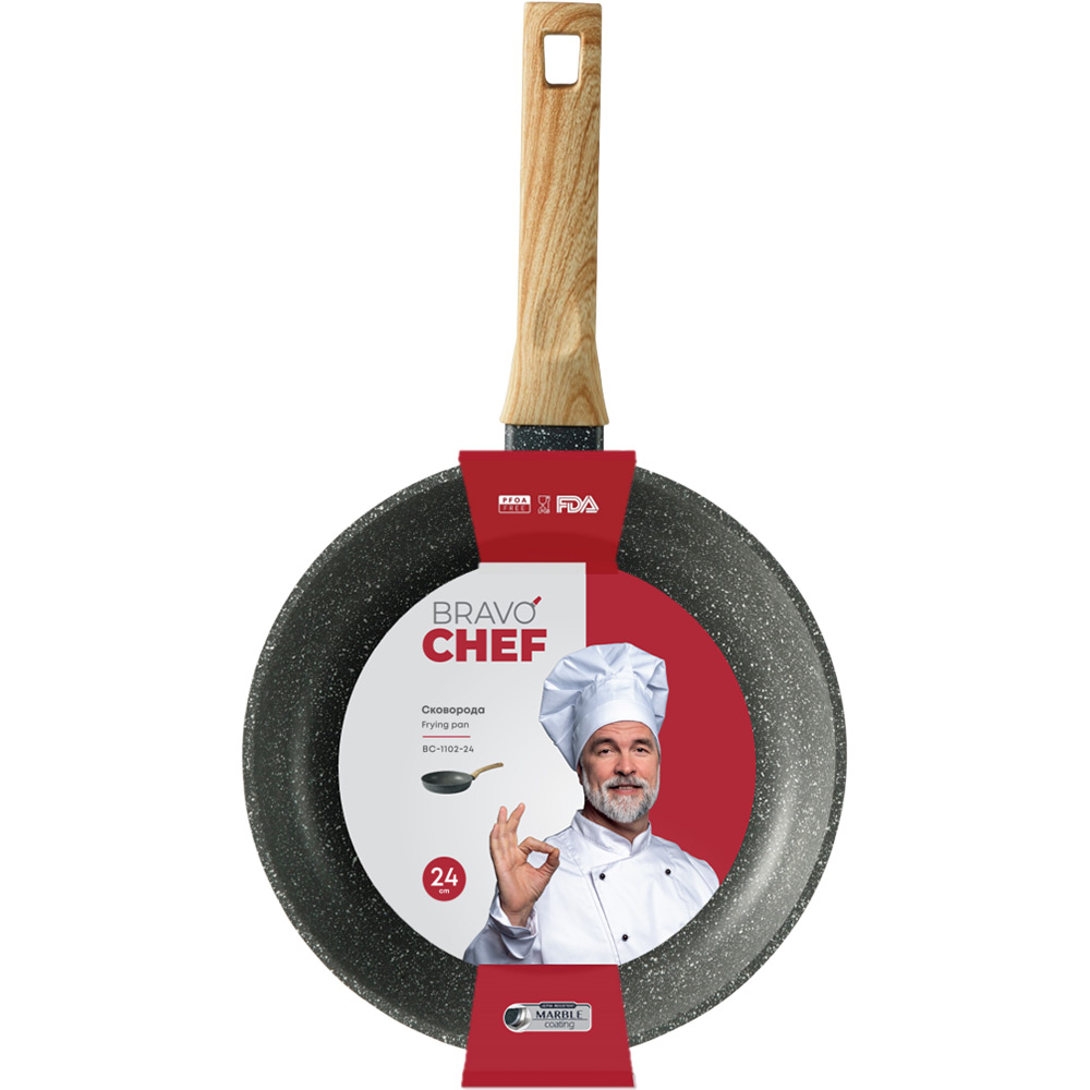 Сковорода BRAVO CHEF 24 см Grey (BC-1102-24) Кришка без кришки