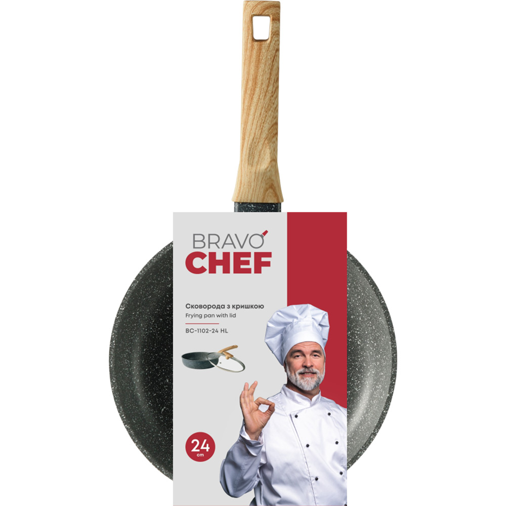 Внешний вид Сковорода с крышкой BRAVO CHEF 24 см Grey (BC-1102-24 HL)