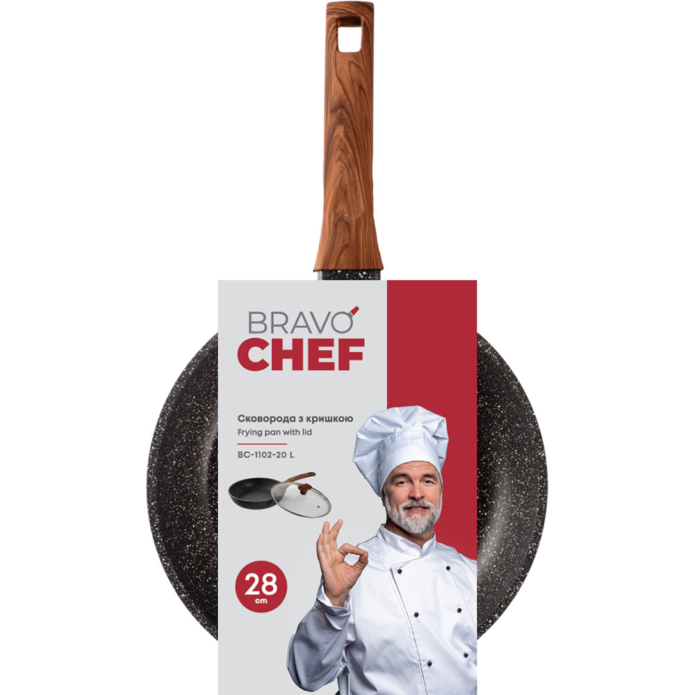 Сковорода с крышкой BRAVO CHEF 28 см Black (BC-1102-28 L) Тип классическая