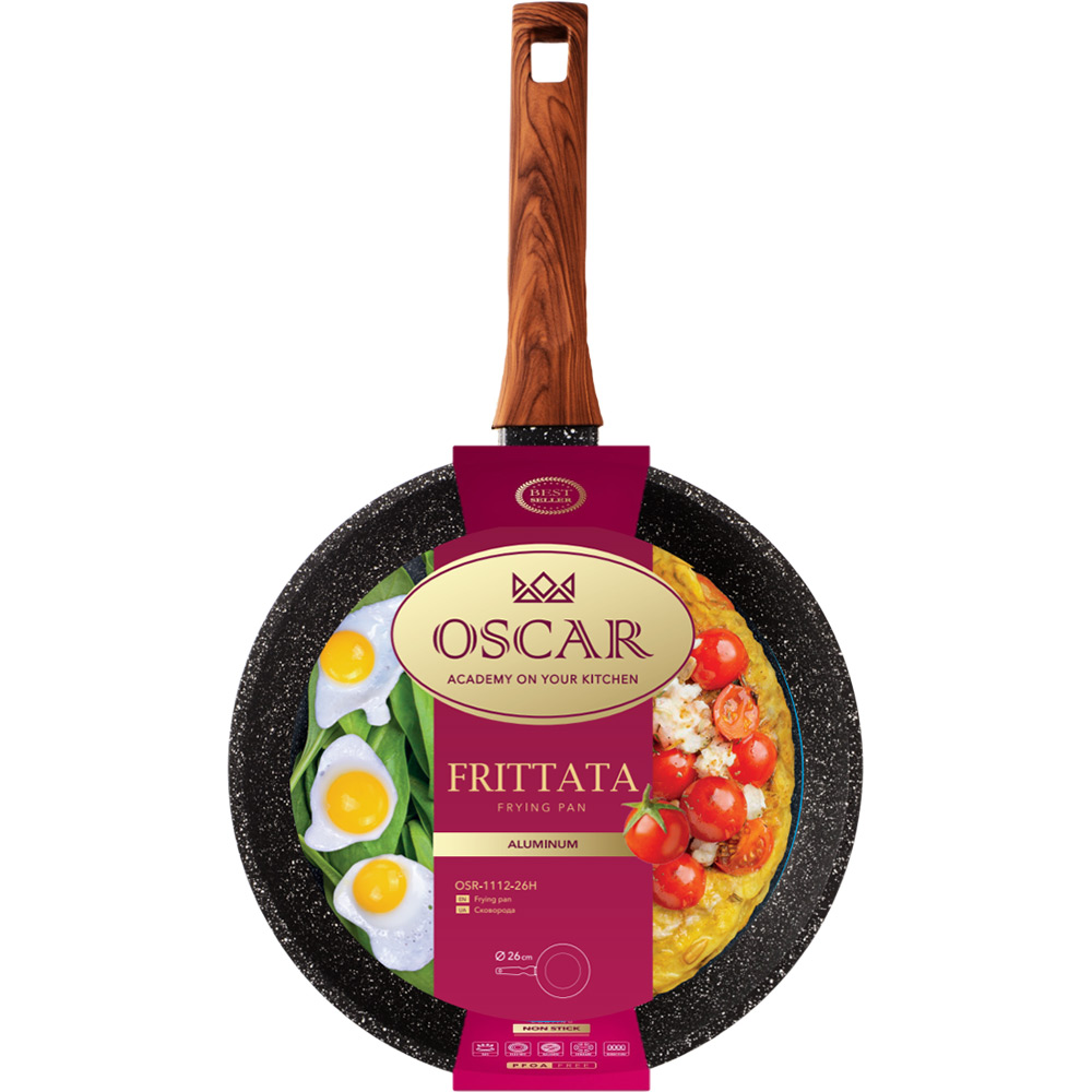 Сковорода OSCAR FRITTATA 26 см Black (OSR-1112-26H) Высота борта 6.5