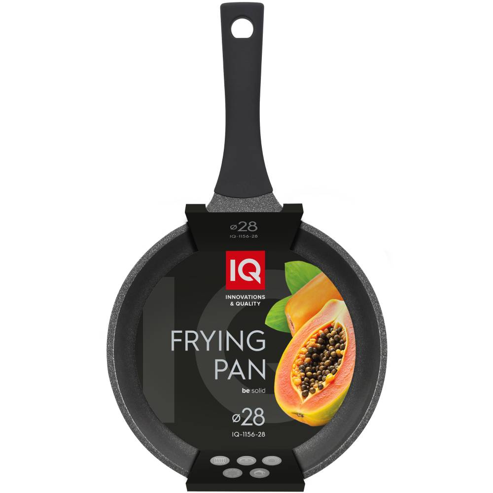Сковорода IQ Be Solid 28 см Black (IQ-1156-28) Крышка без крышки
