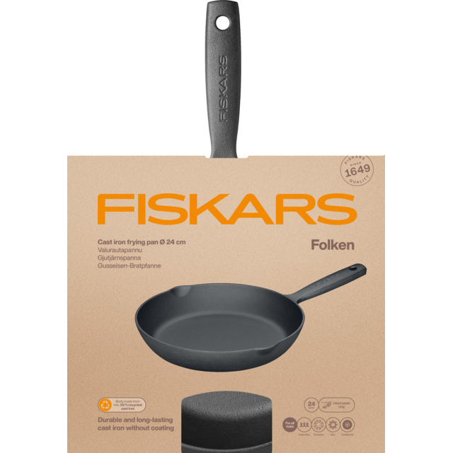 Сковорода FISKARS Folken 24 см Black (1075700) Особенности сливной носик