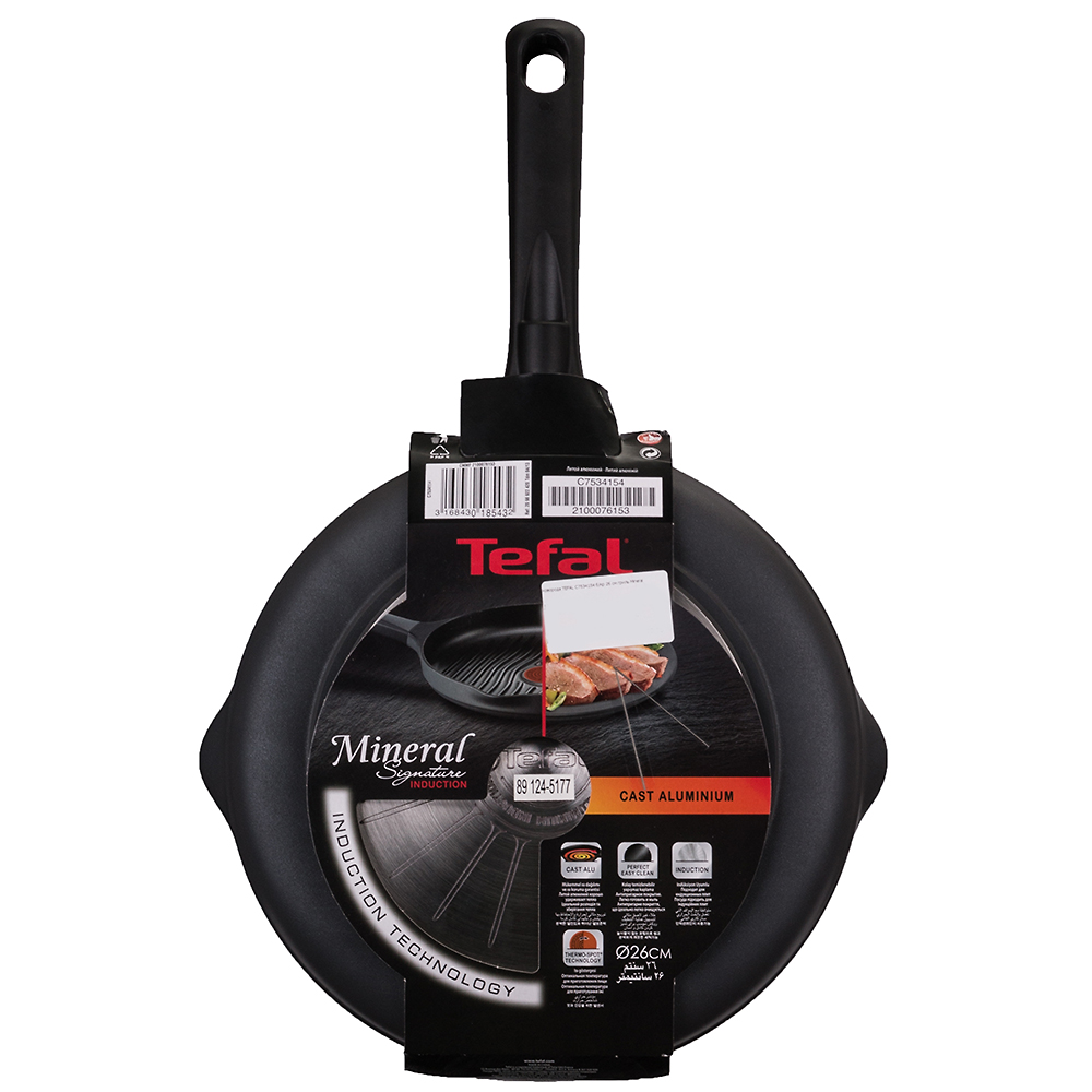 Внешний вид Сковорода-гриль TEFAL C7534154 б/кр 26 см гриль Mineral