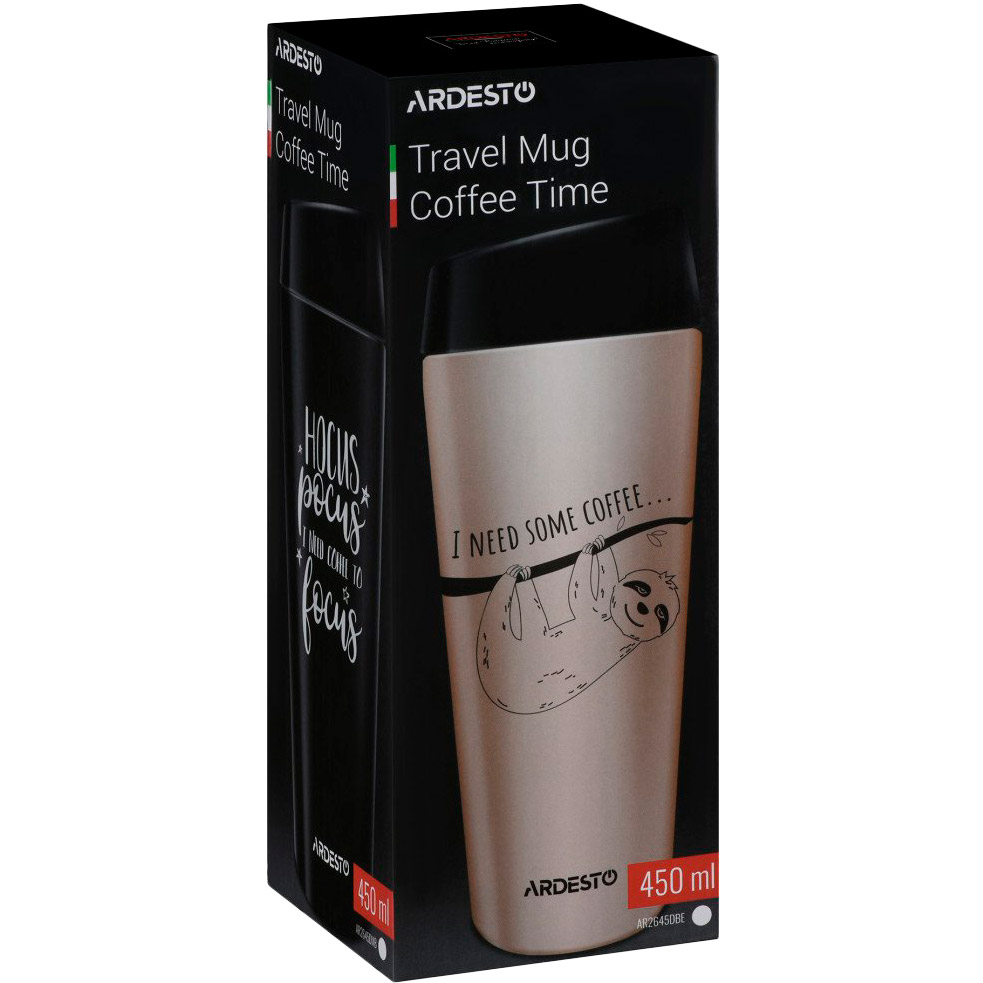 Зовнішній вигляд Термокухоль Ardesto Coffee time Bradypus 450 мл (AR2645DBE)