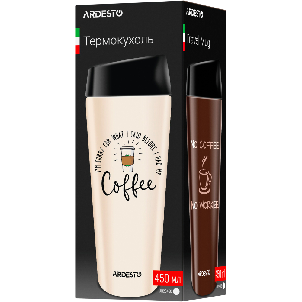 Термокружка ARDESTO Coffee Time 450 мл Brown (AR2645CB) Материал колбы нержавеющая сталь