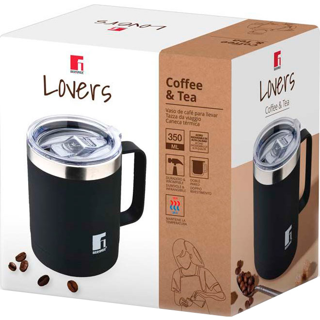 Термокухоль BERGNER Coffee & tea lovers 350 мл Black (BG-37788-BK) Матеріал колби нержавіюча сталь