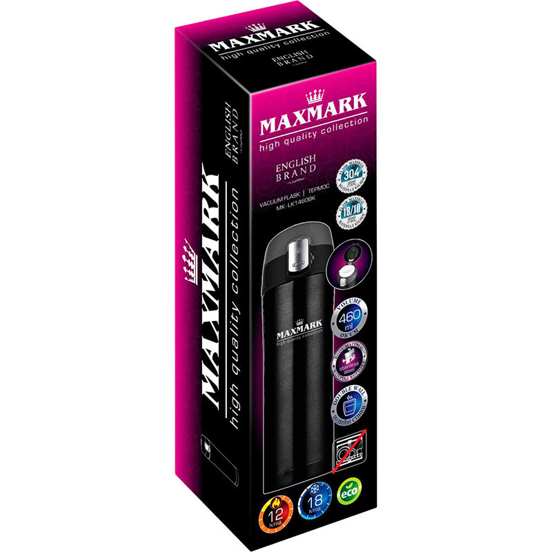 Термос MAXMARK 460 мл Black (MK-LK1460BK) Матеріал корпусу нержавіюча сталь