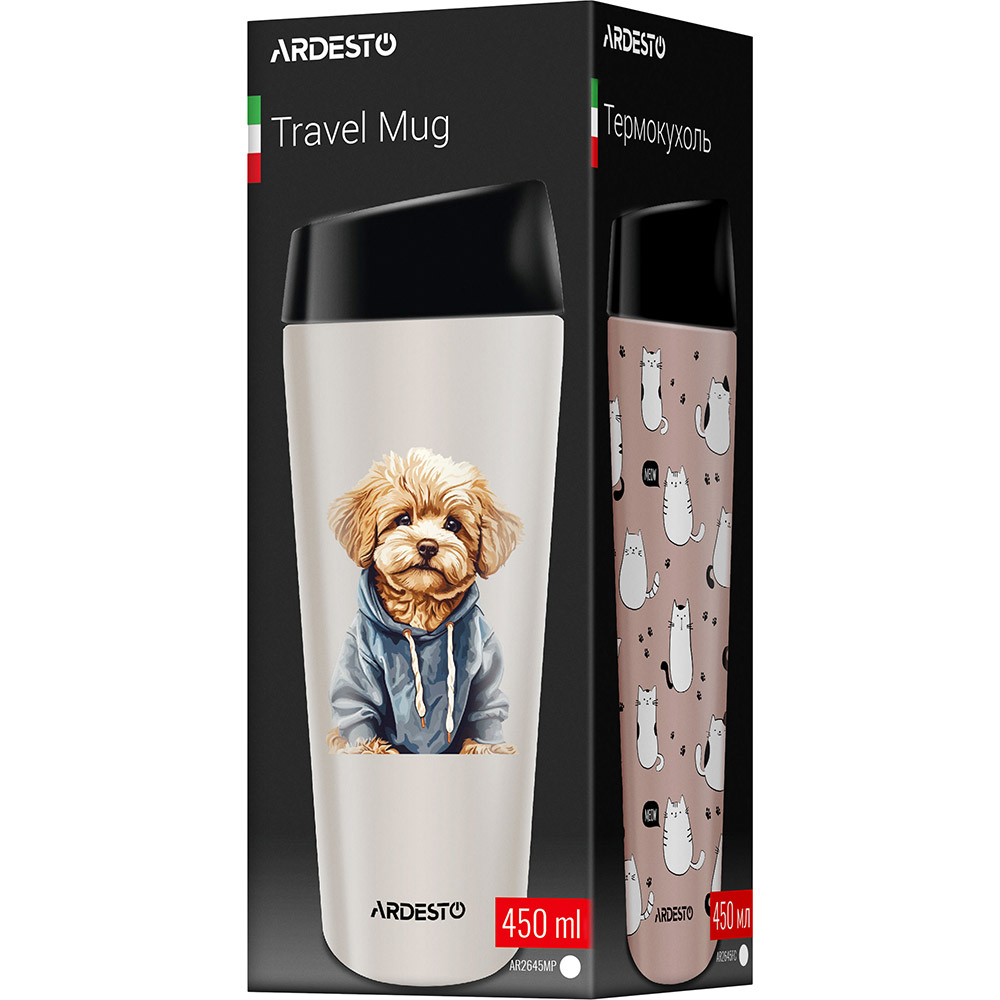 Термокружка ARDESTO Coffee Time Maltipoo 450 мл Beige (AR2645MP) Объем 0.45