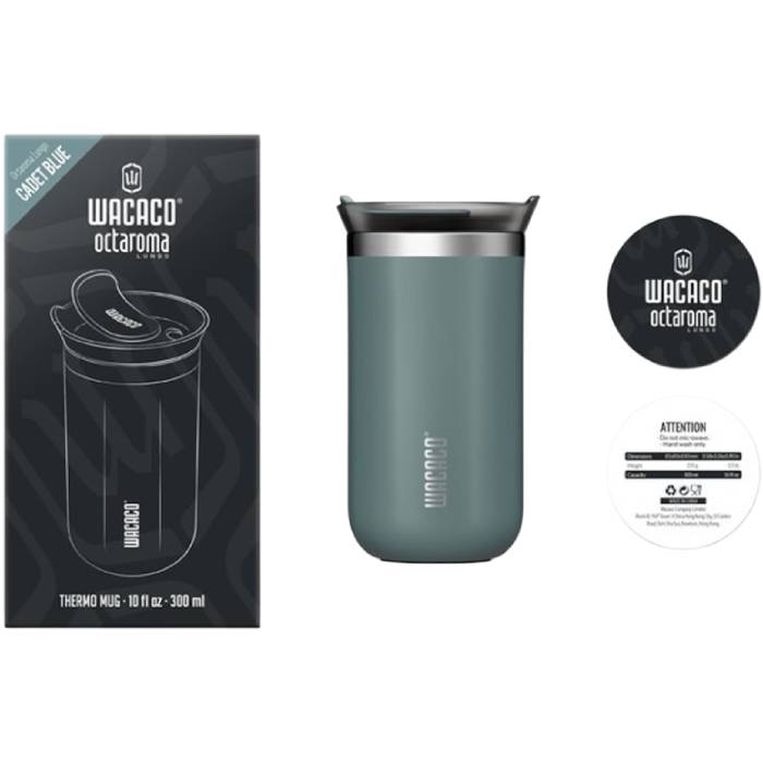Термокухоль Wacaco Octaroma Lungo 300 мл Blue (WOCT300BLU) Додатково Матеріал: нержавіюча сталь 304, титан, BPA-free пластик, силікон.