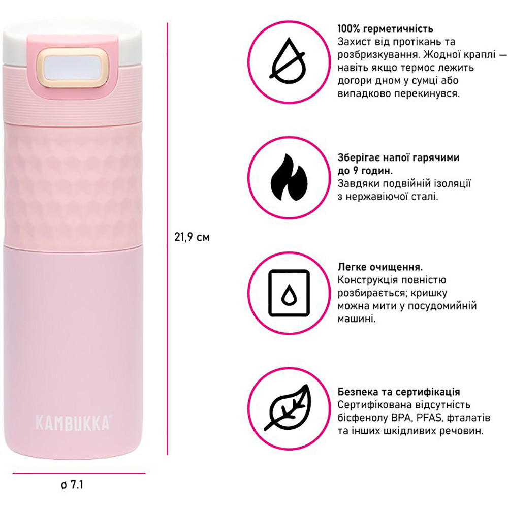 Термокухоль KAMBUKKA Etna Grip 500 мл Light Pink (11-01059) Об’єм 0.5