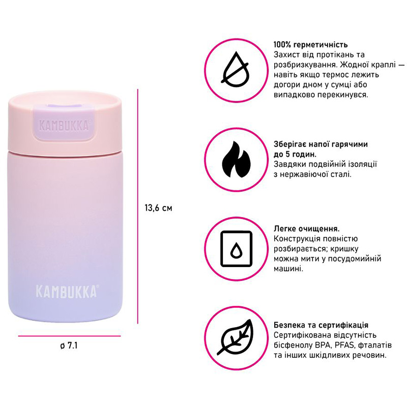 Зовнішній вигляд Термокухоль KAMBUKKA Olympus 300 мл Powder Pink (11-02031)
