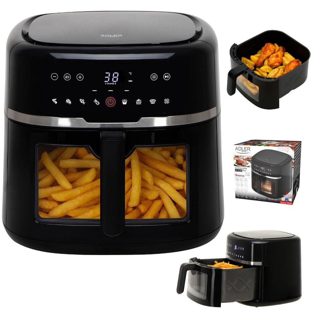 Фото 14 Airfryer ADLER AD 6318 2500Вт/чаша 8л/програм:9/сенсорне керування/таймер/чорна