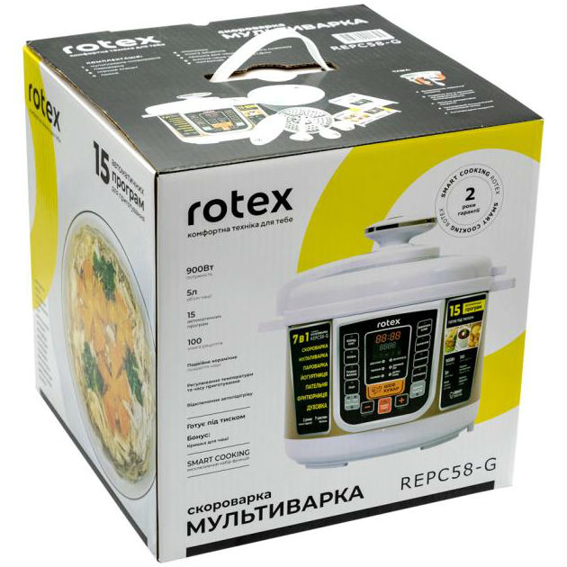 Зовнішній вигляд Мультиварка-скороварка ROTEX REPC58-G