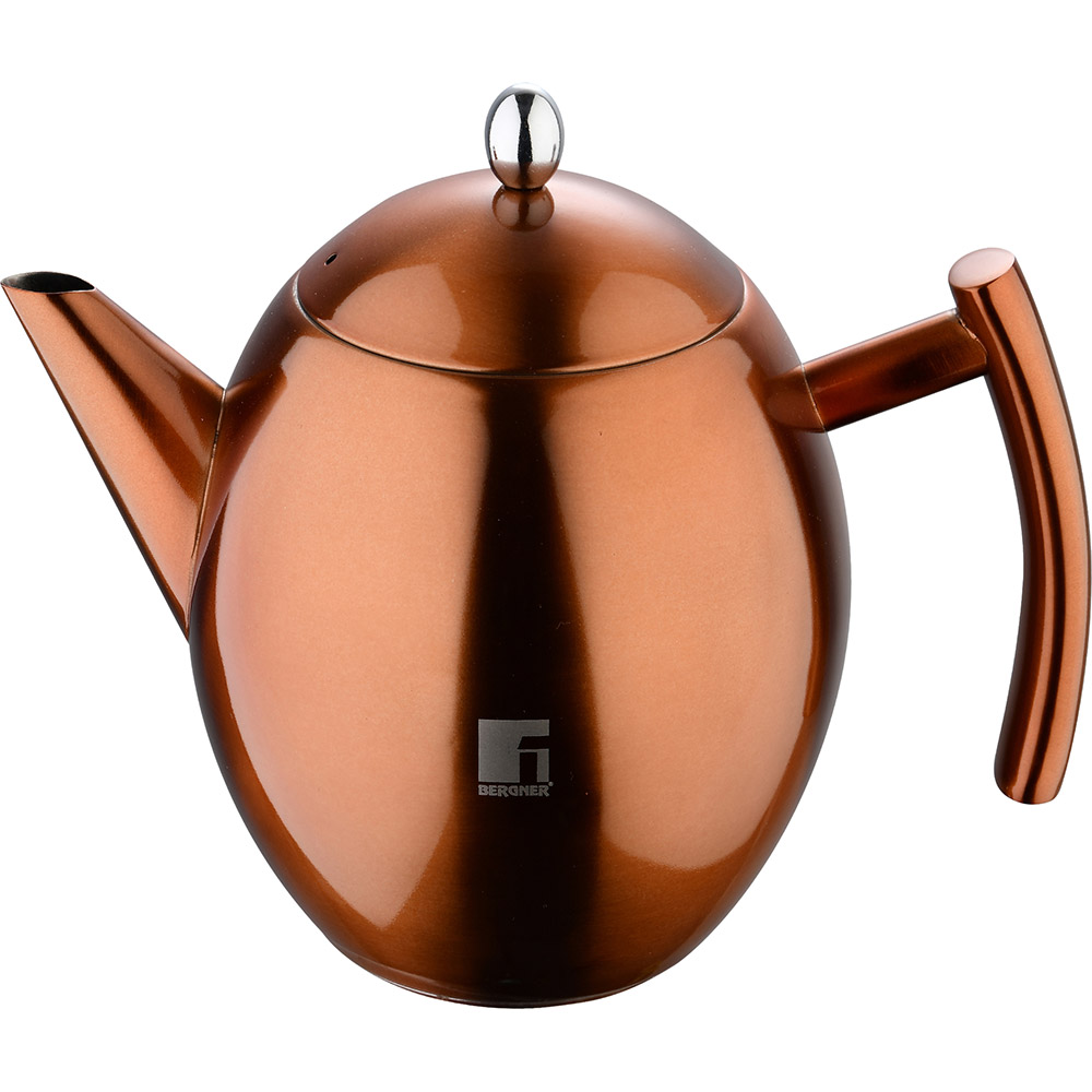 Заварник BERGNER Copper 1.75 л (BG-38353-CP) Дополнительно Материал: Нержавеющая сталь; Материал ручки: Нержавеющая сталь; Мытье в посудомоечной машине: Не рекомендуется; Фильтр из нержавеющей стали; Размеры: 19,5 х 22.5 х 15