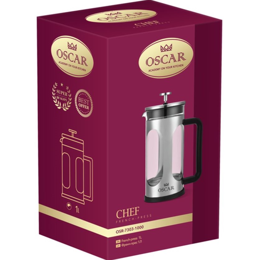 Фото 4 Френч-прес OSCAR CHEF 1 л (OSR-7303-1000)