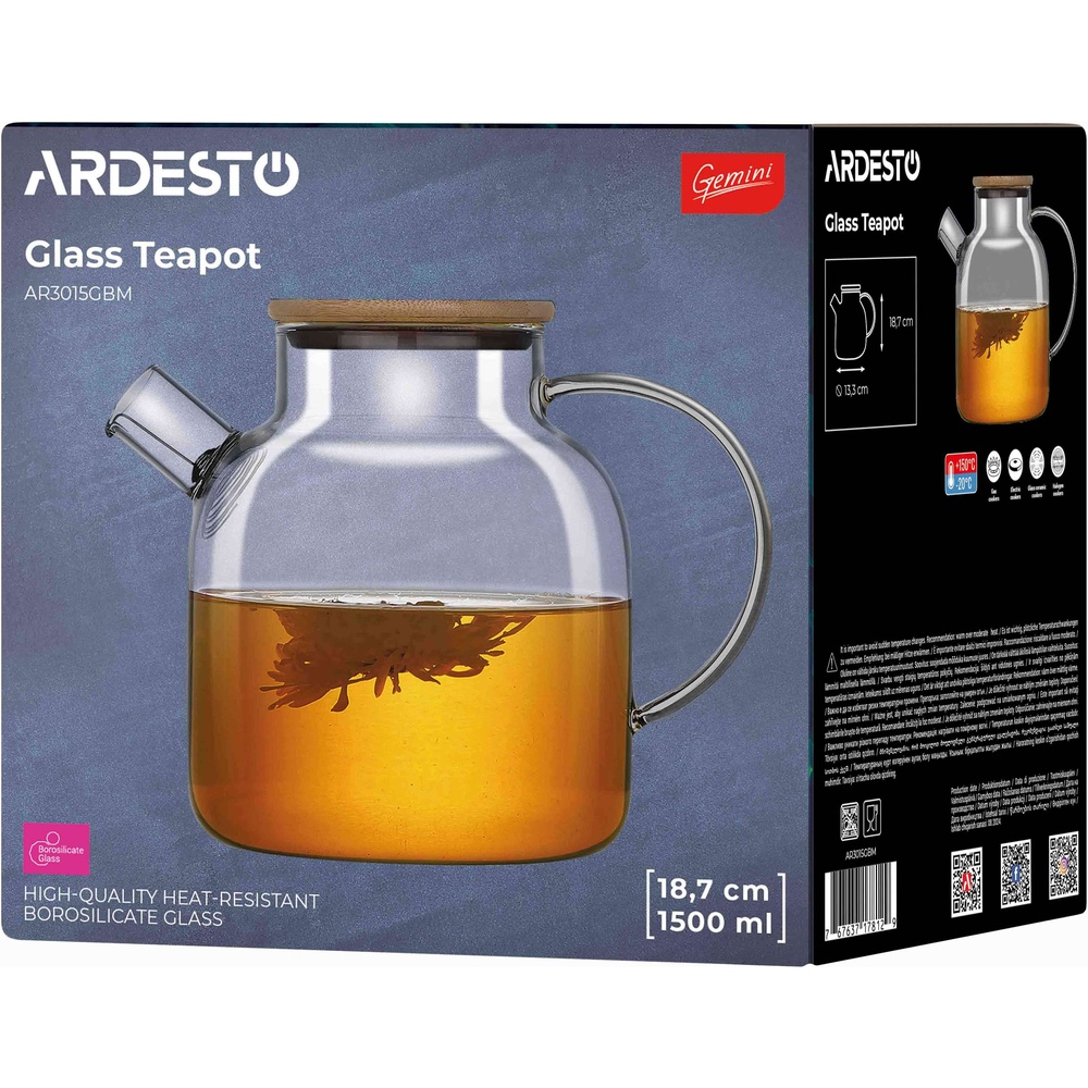 Заварник ARDESTO Gemini 1500 мл (AR3015GBM) Термостійке скло True