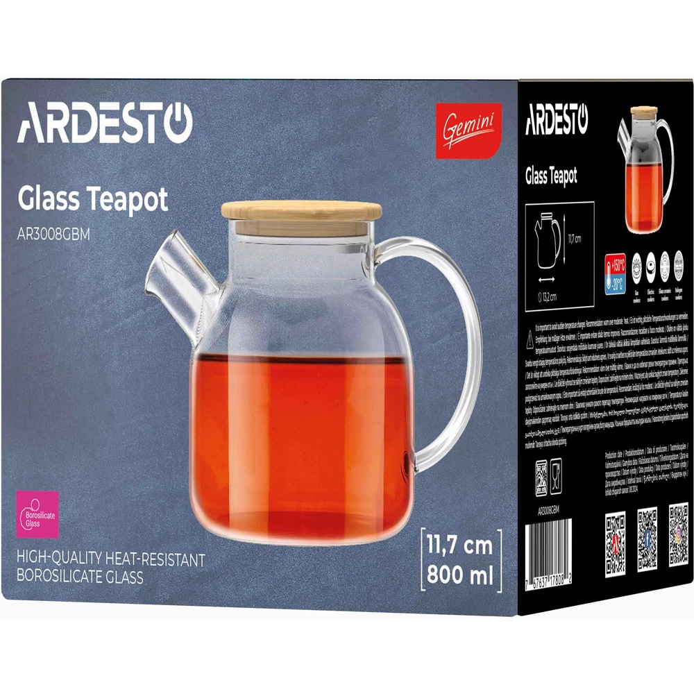 Заварник ARDESTO Gemini 800 мл (AR3008GBM) Термостойкое стекло True