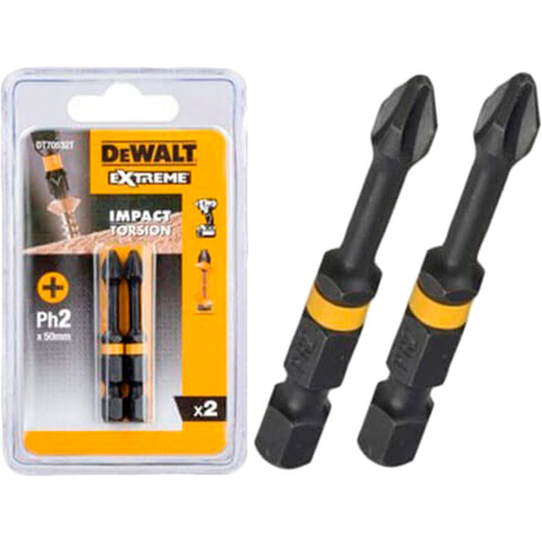 Набір біт DEWALT IMPACT TORSION EXTREME Ph2 50 мм (DT70532T)