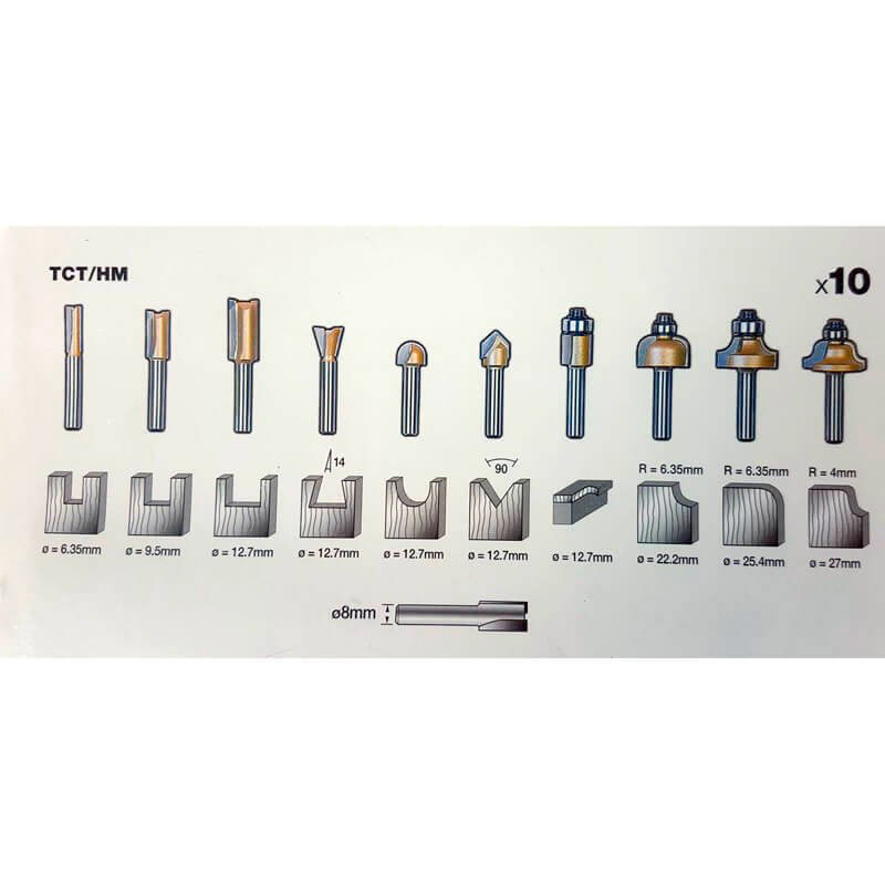 Набор фрез STANLEY TCT 10 шт (STA80020) Тип фреза