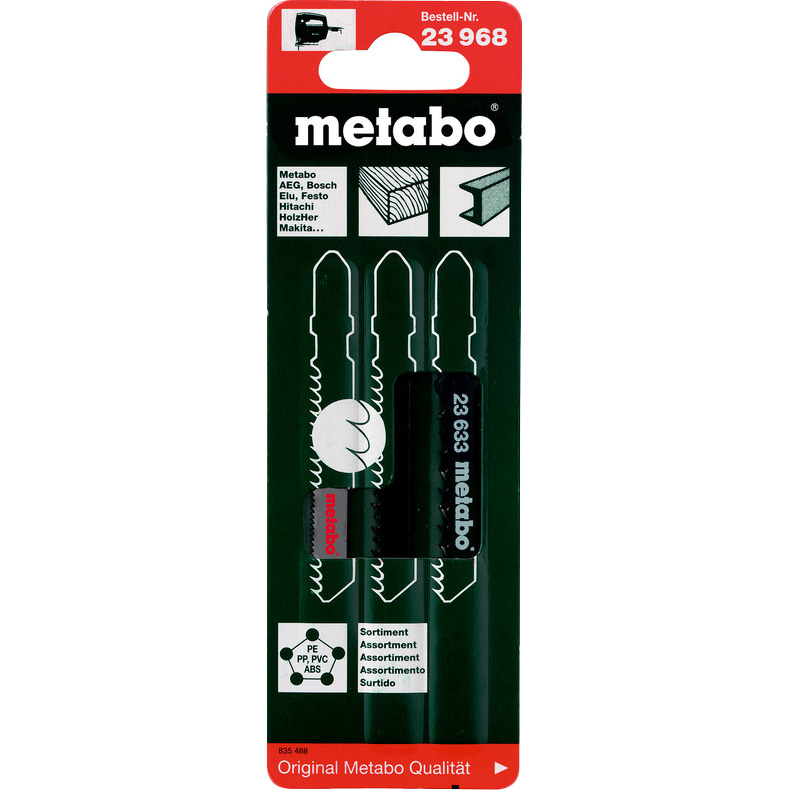 

Набор пилок для лобзика METABO T101B/T144D/T118A 3 шт (623968000), Набор пилок лобзиковых 3шт. (T101B, T144D, T118A)