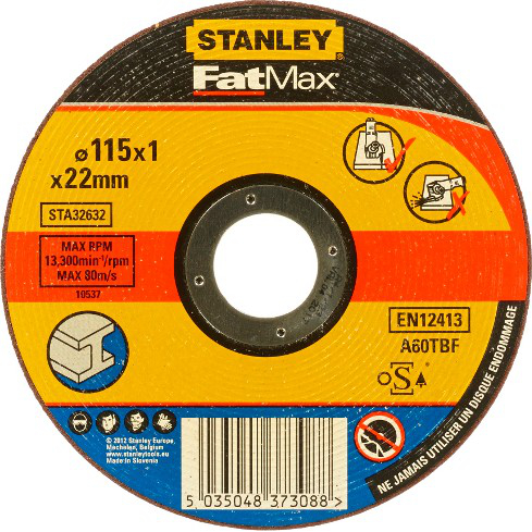 

Отрезной диск по металлу STANLEY DPC 115x1x22.2мм (STA32632), круг отрезной по металлу, 115x1x22.2мм, тип DPC