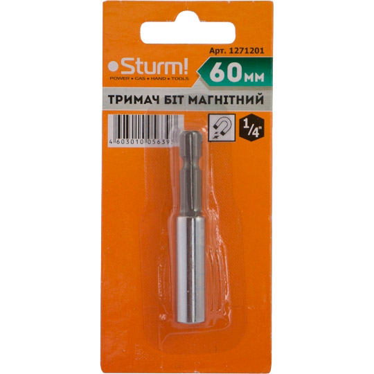 

Держатель бит STURM магнитный 60 mm (1271201), Держатель бит магнитный 60 mm 1271201