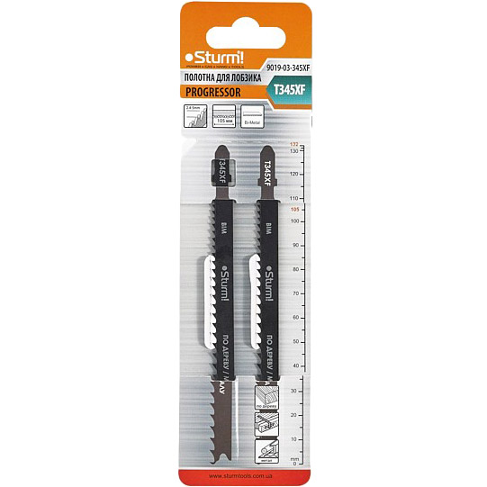 

Пилки для лобзика STURM PROGRESSOR 2 шт (9019-03-345XF), Полотна д/лобзика PROGRESSOR 2шт 9019-03-345XF
