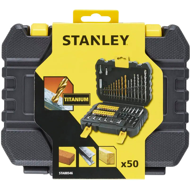 Набір свердел і біт STANLEY TITANIUM 50 шт (STA88546) Матеріал обробки дерево