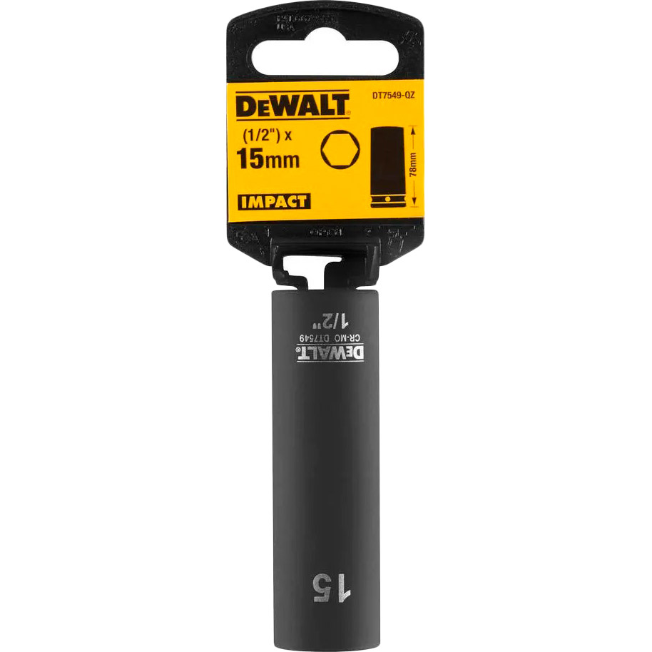 

Головка торцевая DEWALT IMPACT 1/2" х 15 мм (DT7549), Головка торцева ударна "IMPACT" довга,