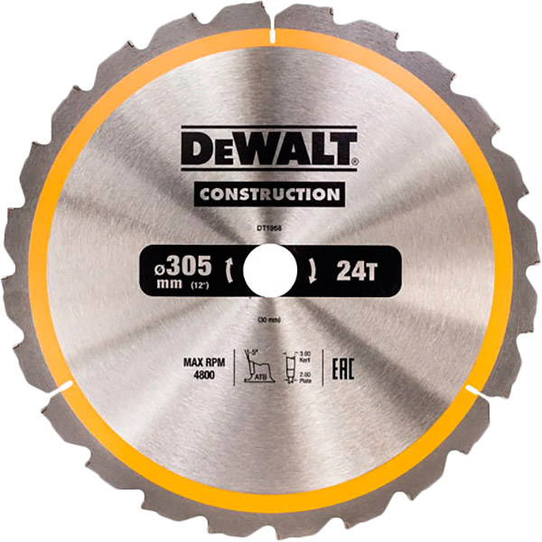 Диск пильний DEWALT CONSTRUCTION (DT1958)