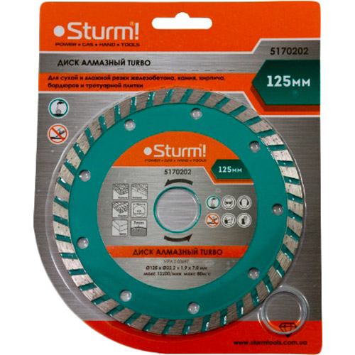 

Диск алмазный Sturm Turbo 125x22 мм (5170202), 5170202 Диск алмазний турбо 125x22 мм