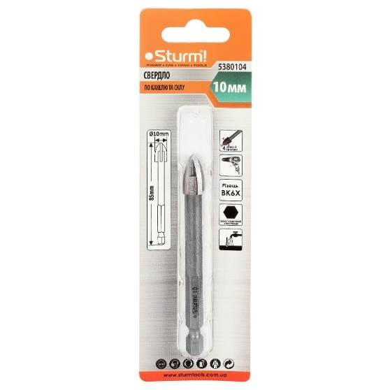

Сверло STURM d=10 mm (5380104), 5380104 Свердло по склу й кахлю d=10mm